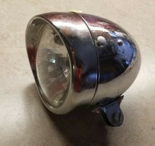 Vintage Large Bullet Style Chrome Bicycle Battery Headlight Lamp Light Hong Kong