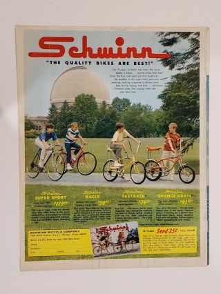 1969 Schwinn Bicycles Orange Krate Fastback Racer Sport Print Ad