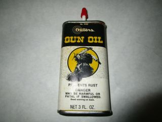 Vintage Outers Black Powder Gun Oil Can,  Full.  Uncut.  Hunting Display
