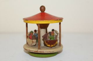 Vintage Wooden Toy Carousel Marked 