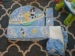 Vintage Baby Looney Tunes Crib Bumper,  Crib Sheet,  2 Valances,  Nursery Ready