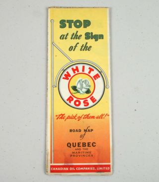 Vintage Canadian Gas Station Road Map 1950 White Rose Quebec Maritime Provinces