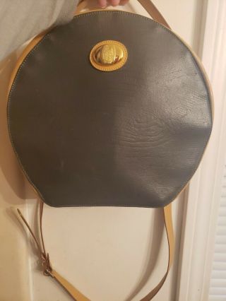 Authentic Vintage Mark Cross Two Tone Leather Round Canteen Crossbody Bag