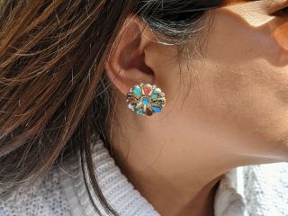Women ' s Navajo Turquoise Cluster Earrings Native American Southwest Jewelry 2