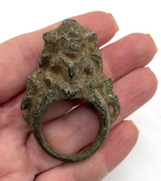Ancient Bronze Hundu Gods Ring From Cambodia - - 300 Years Old