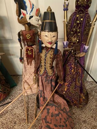 Vintage Wayang Golek Marionette Puppets from Java,  Set of 4,  Hand Made,  Rare 3