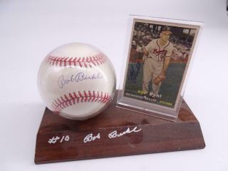 Vintage Bob Buhl Milwaukee Braves Autographed Baseball Ball Trading Card Mlb