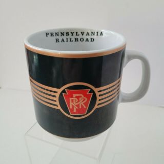 Vintage Pennsylvania Railroad Prr Mug Ceramic Black Gold Red Logo Michael Leson