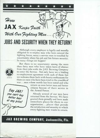 Jax Beer (fl) Newspaper Ad Proof 1944