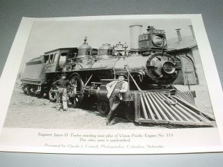 Vintage 8x10 Train Photo Union Pacific Locomotive Engine 553,  Late 1800 