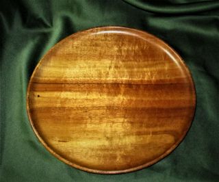 Hawaii Vintage Signed Blair Koa Wood Tray Plate 11 1/2 " Diam X 3/4 " H 2