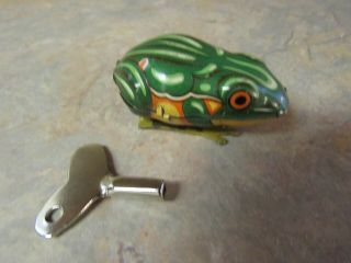 Vintage U.  S.  Zone Germany Tin Wind Up Frog Complete With Key