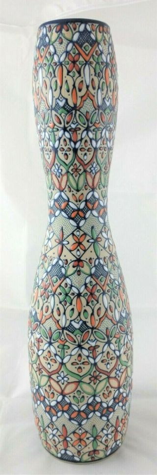 Javier Servin Mexico Art Pottery Tall Colorful Vase