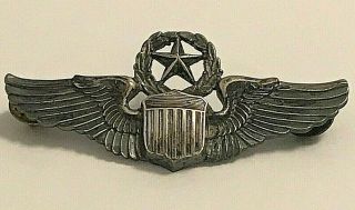 Vintage Ww2 3” Sterling Silver Command Pilot Wing Pin - Back