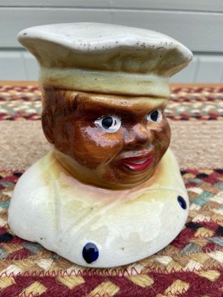 Vintage Ceramic - Black Americana - Cookie Jar Lid Only - Man Chef