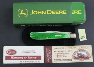 Case Xx 2003 61048 John Deere Green Bone Barehead Trapper Pocket Knife 1632
