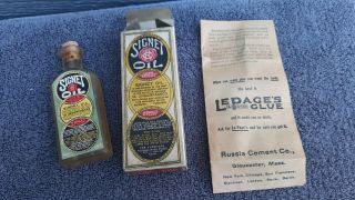 Signet Gun Oil Glass Embossed Bottle Box Brochure Nos Handy Oiler Can Tin