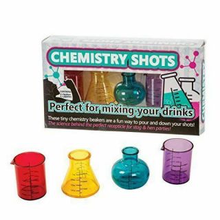 Chemistry Science Lab Set Of 4 Equipment Shaped Shot Glasses Drinking Home Part