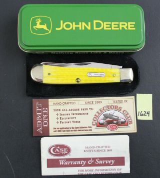 Case Xx 2008 6254 John Deere Yellow Bone Trapper Pocket Knife 1624
