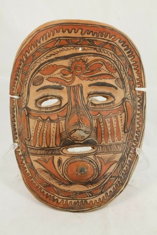 Mexican Vintage Ceramic Hanging Mask Folk Art Hand Painted Guerrero Pottery