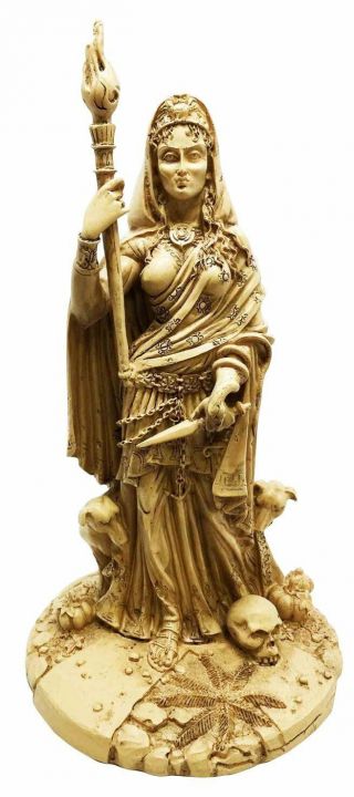 White Hecate Goddess W Dogs And Staff Patroness Of Witchcraft Statue Sculpture