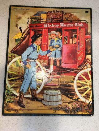 Vintage 1957 Mickey Mouse Club Frame Tray Puzzle By Whitman/ Disney (stagecoach)