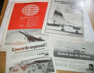 1969 - 1971 Concorde Related Advertisements Ads X4