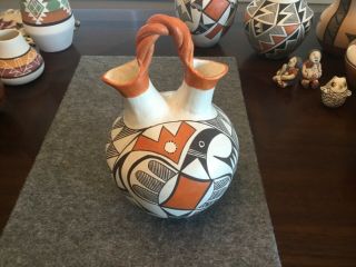 Vintage Acoma N.  M.  Pottery Wedding Vase By Native American Artist E Waconda