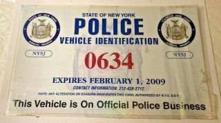 2009 State Of York Police " Judicial " Vehicle License Parking Plate Obsolete