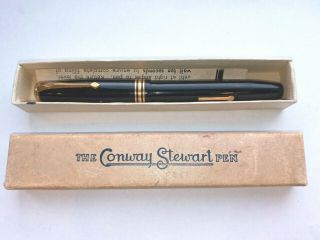 Vintage Conway Stewart No.  58 Fountain Pen Made In England Gold Fill Trim W/ Box