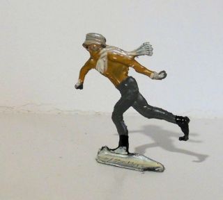 Vintage Heinrichsen Lead Figure Boy With Scarf Skating Hand Painted