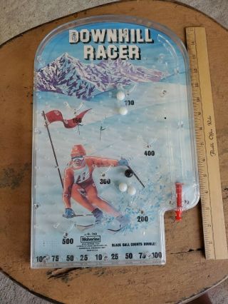 Vintage Wolverine Toy Company Pin Ball Game Downhill Racer Skiing Skier