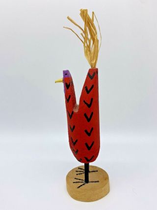 Lulu Herbert Navajo Artist Hand Painted Wood Chicken Bird Figurine Folk Art 8 
