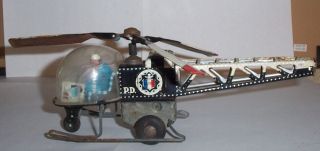 Vintage Friction Tin Toy Helicopter,  Japan,  Police Patrol,  Collectible