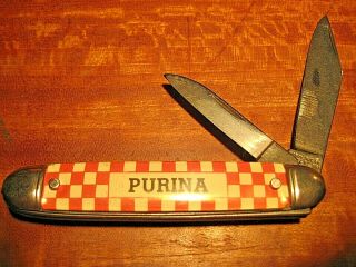 Vintage Purina Advertising 2 Blades Stockman Pocket Knife Providence,  Ri