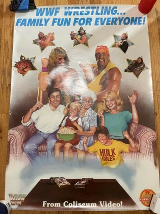 Vintage 1991 Wwf Wrestling Coliseum Video Vhs Promo Poster 27x39 Hogan Warrior