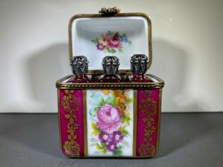 Limoges Vintage Hand Pinted Trinket Box Perfume Box /three Bottles