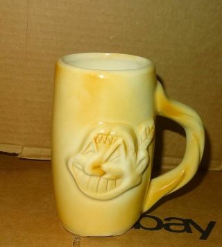 Vintage Cleveland Indians Chief Wahoo 3d Pottery Mug 1950 