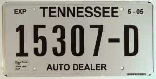 Tennessee Tn License Plate Tag 2005 Auto Dealer 15307 - D K