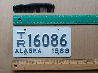 License Plate,  Alaska,  Motorcycle - Sized Trailer,  1969,  Tr 16086