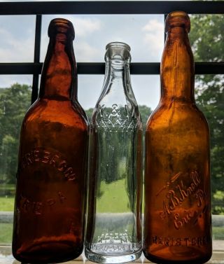 3 Vint Erie Pa Blob Beer Soda Bottles Erie Brewing Co K&m Bottlingworks Ab Knoll