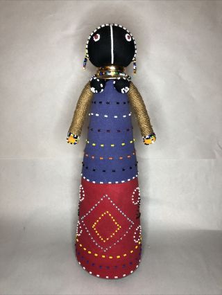 Vintage South African Ndebele 18 " Ceremonial Initiation Beaded Cloth Doll