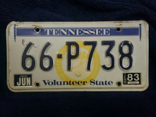 1983 Tennessee License Plate Cheatham County 66 P738 State Seal