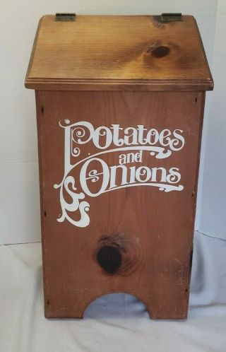 Vintage Taters & Onions Wooden Storage Bin Box Potato Onions Farmhouse Country