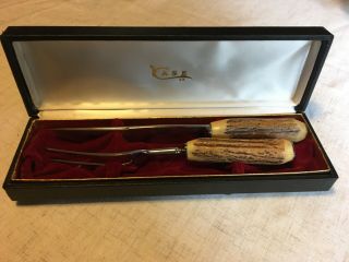 Vintage Case Xx Cutlery,  Carving Set,  Stag Handles On Knife & Fork