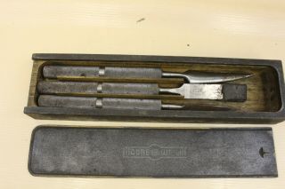 Vintage Moore & Wright Cold Chisel Set With Wood Box Tool Machinist - M96