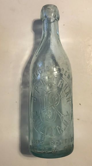 Rare Vintage 1800’s J P Kiernan Pawling Ny Soda Or Beer Bottle Blob Top Pre Pro