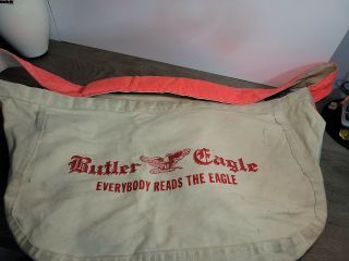 Vtg Paperboy Canvas Newspaper Carrier Bag Butler Eagle Pittsburgh Pa Minor Stain