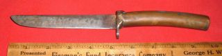 Vintage Hand - Made Fixed Blade Knife Made From A File (1800s),  With Bronze Handle