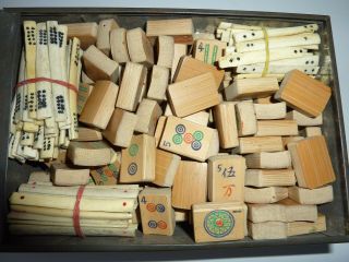 Vintage Mahjong Bone and Bamboo Set Game 143 Tiles 2